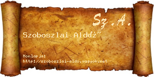 Szoboszlai Aldó névjegykártya
